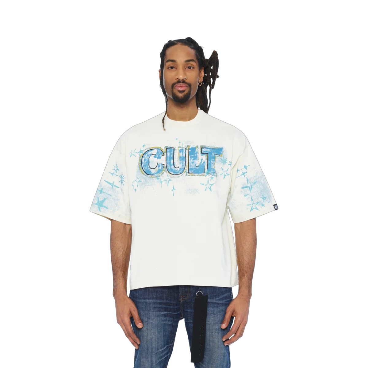 Cult's Oversized Short Sleeve Crew Neck Tee "Stars"