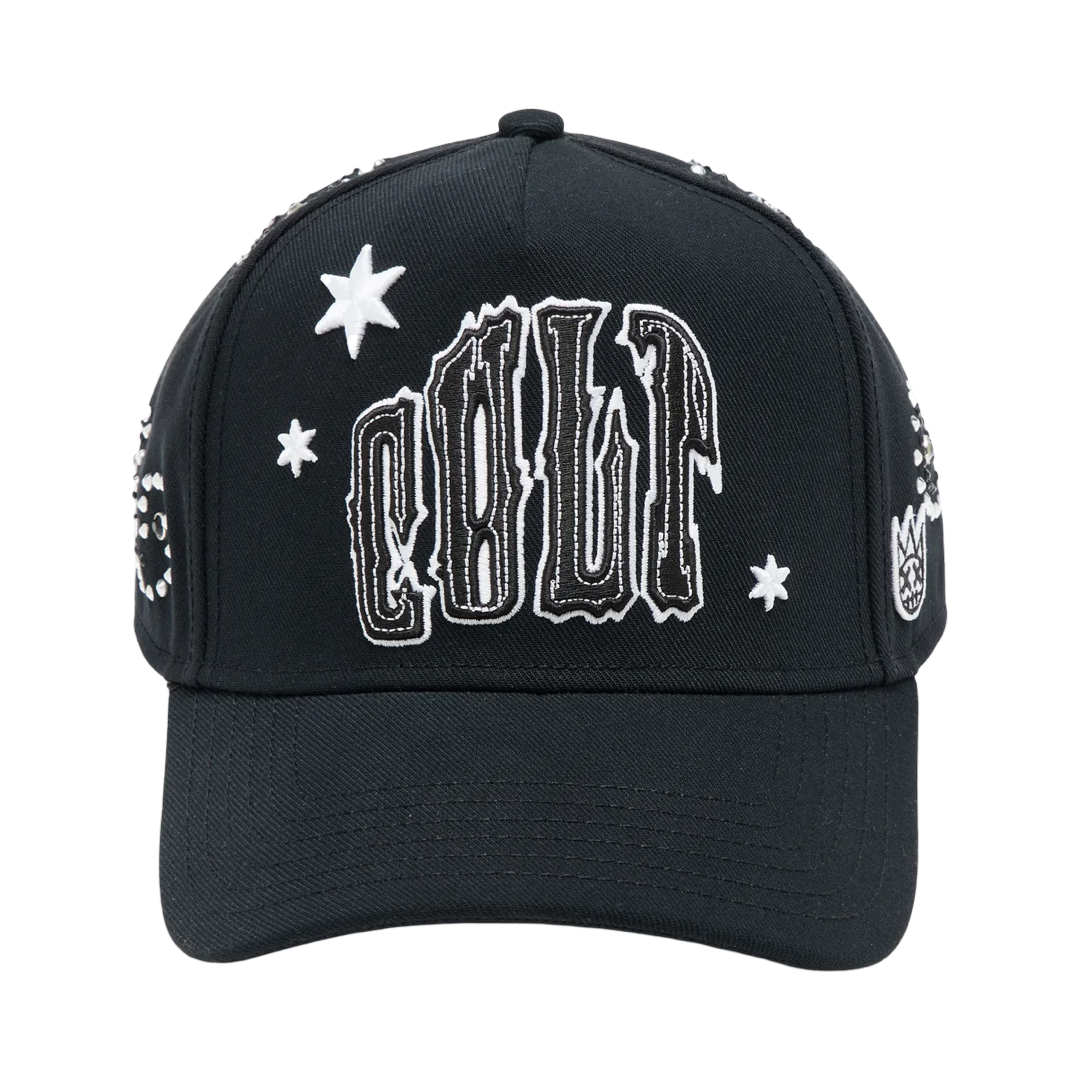 Cult x El Alfa Premium Paisley 5 Panel A Frame Trucker Hat in Black