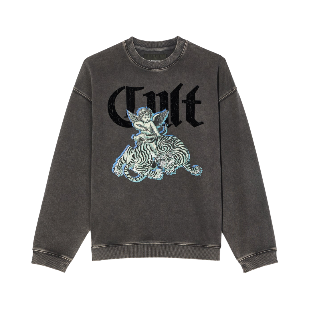 Cult's Novelty Fleece Crew Sweatshirt in Vintage Charcoal