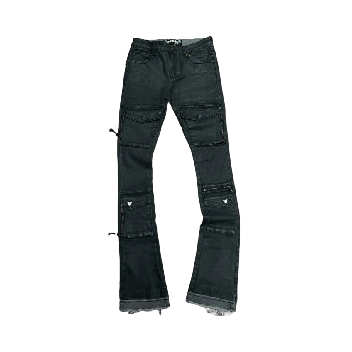 STACKED WAX COATED MULTI CARGO DENIM
