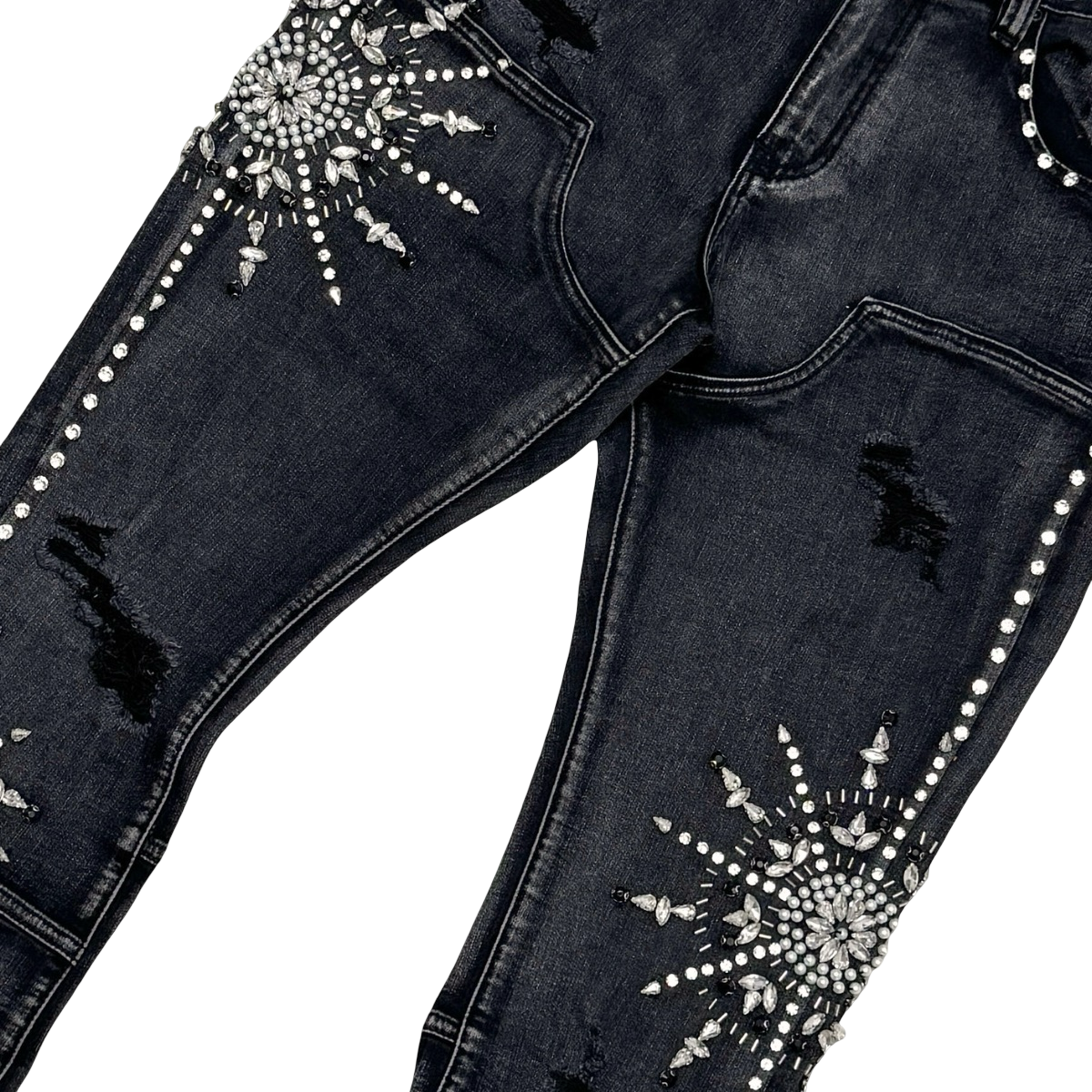 EMBELLISHED RHINESTONE FLARE DENIM
