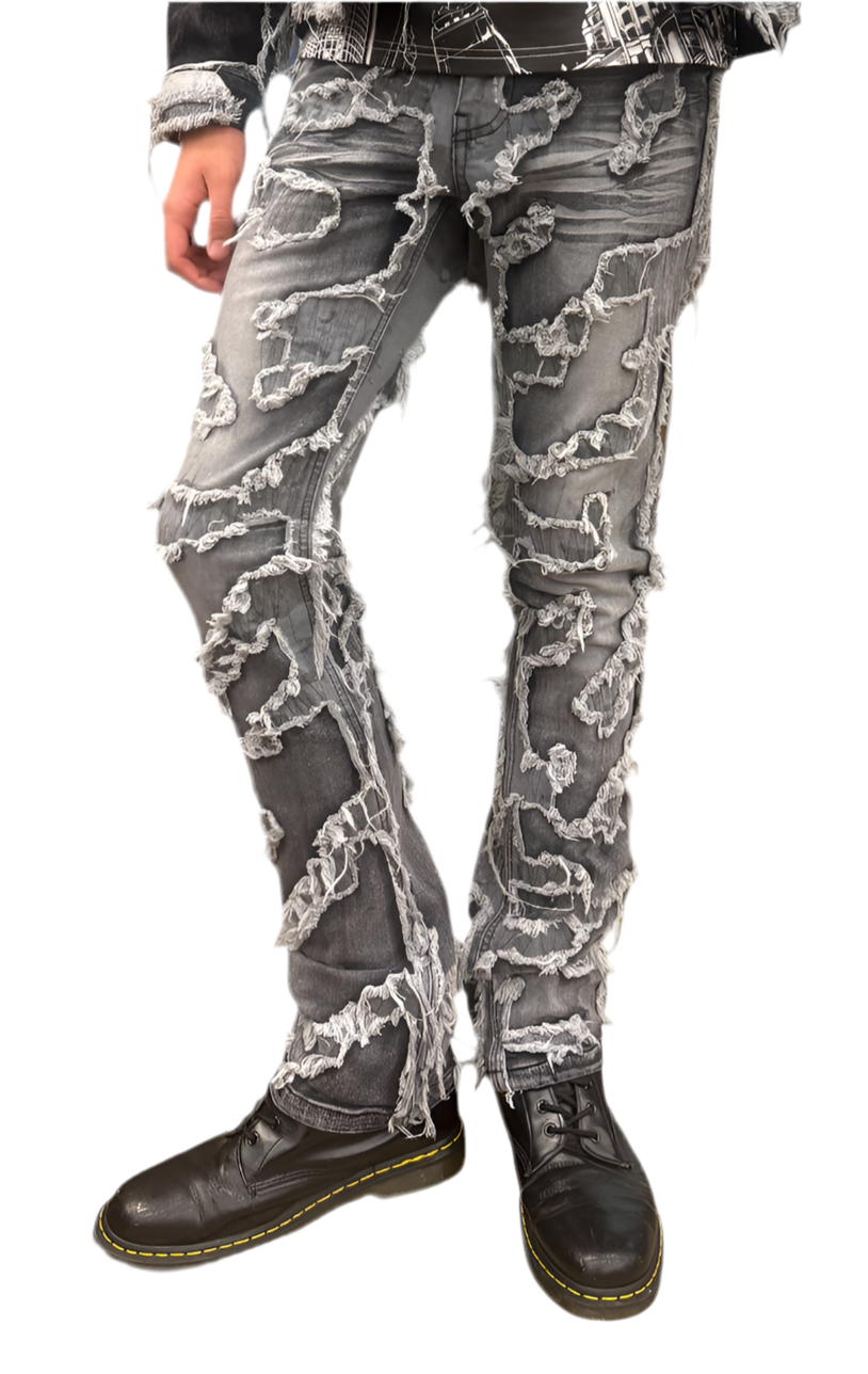 TAKER CAMO PATTERN PATCH STACKED JEAN