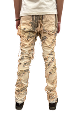 TAKER CAMO PATTERN PATCH STACKED JEAN (RUSTIC BLUE)