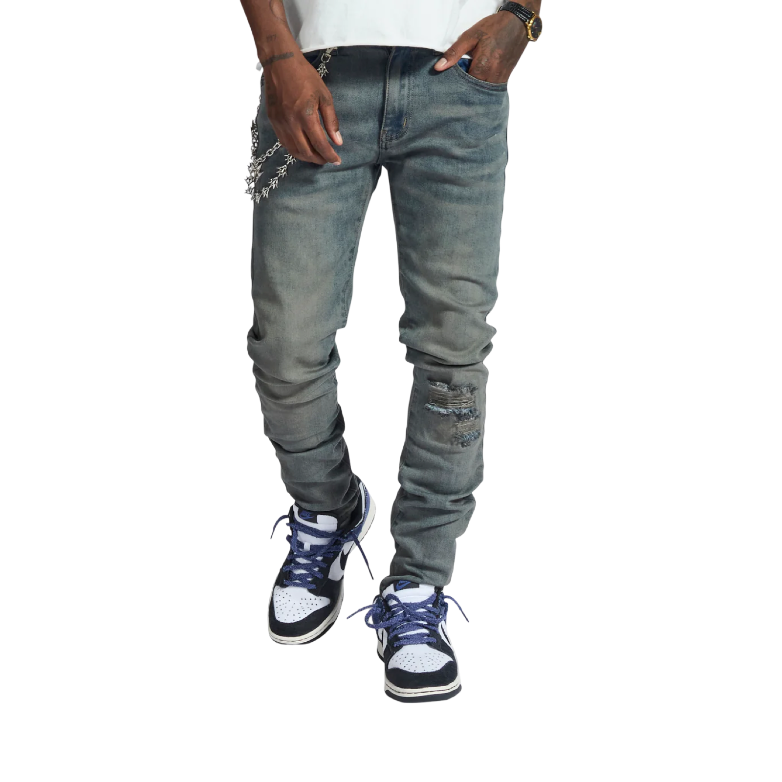 "V12" JEANS (BLUE OIL WASH)