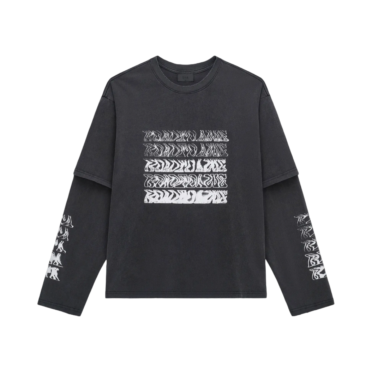 RTA LORIS DOUBLE LAYER LONG SLEEVE T-shirt in BLACK SMOKEY
