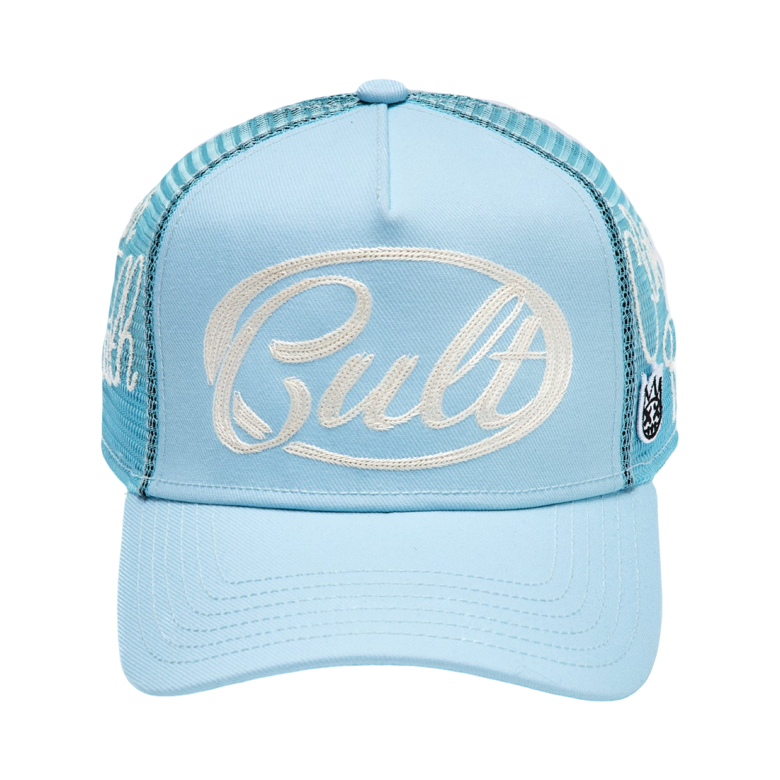 Cult's Mesh Back Trucker Hat "Community" In Blue Glow