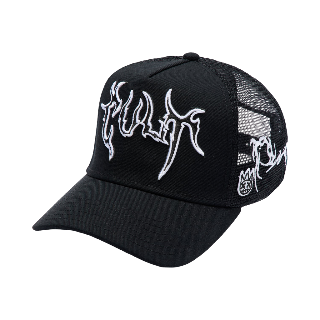 Cult's Mesh Back Trucker Hat "Raven" In Black