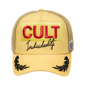 Cult's Mesh Back Trucker Hat "Racing" In Yellow Gold