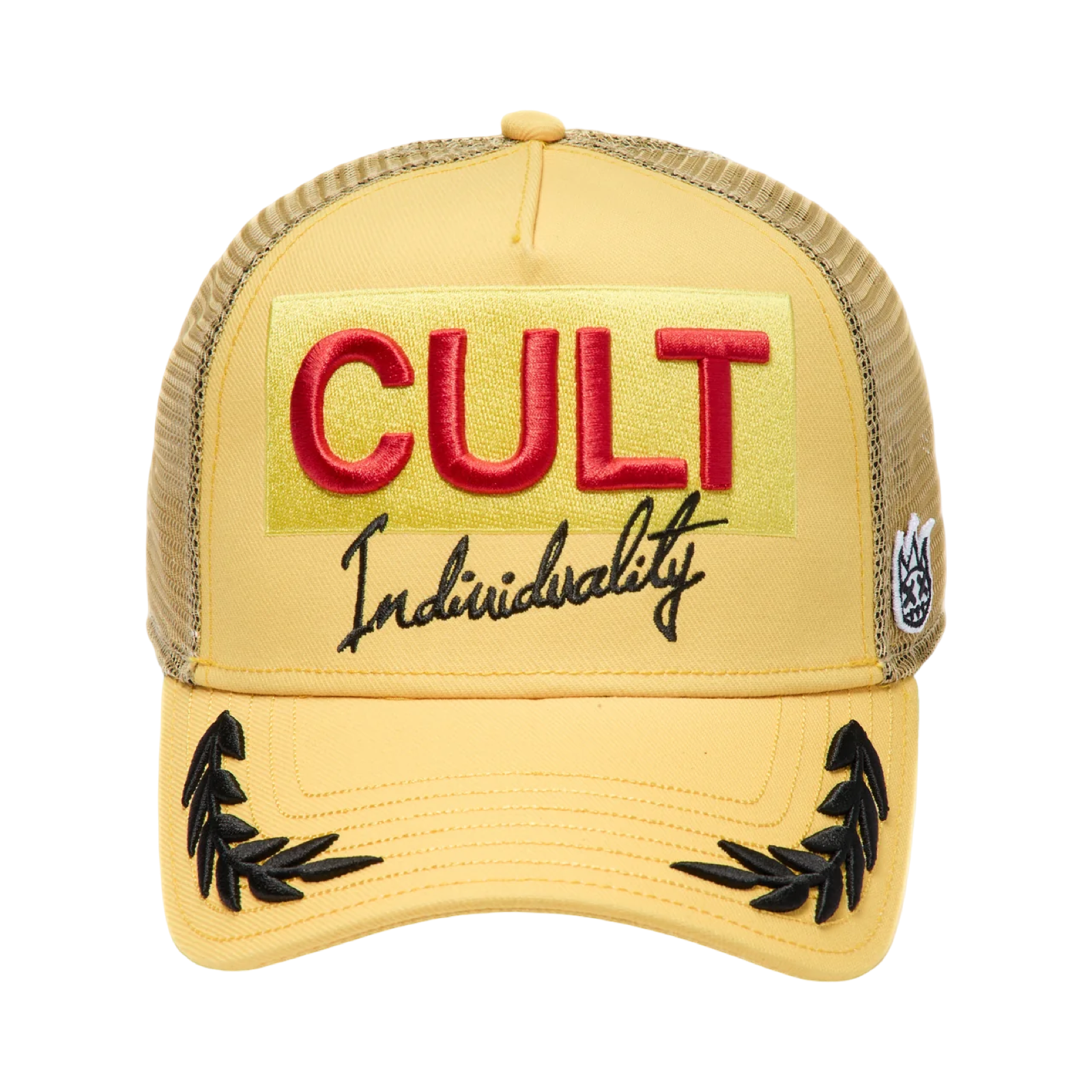 Cult's Mesh Back Trucker Hat "Racing" In Yellow Gold