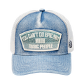 Cult's Mesh Trucker Hat "Epic Shit" Crystals In Blue Denim