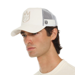 Cult's Clean Logo Mesh Back Trucker Hat in Winter White