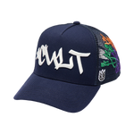 Cult's Mesh Back Trucker Hat "Graffiti" In Midnight Blue