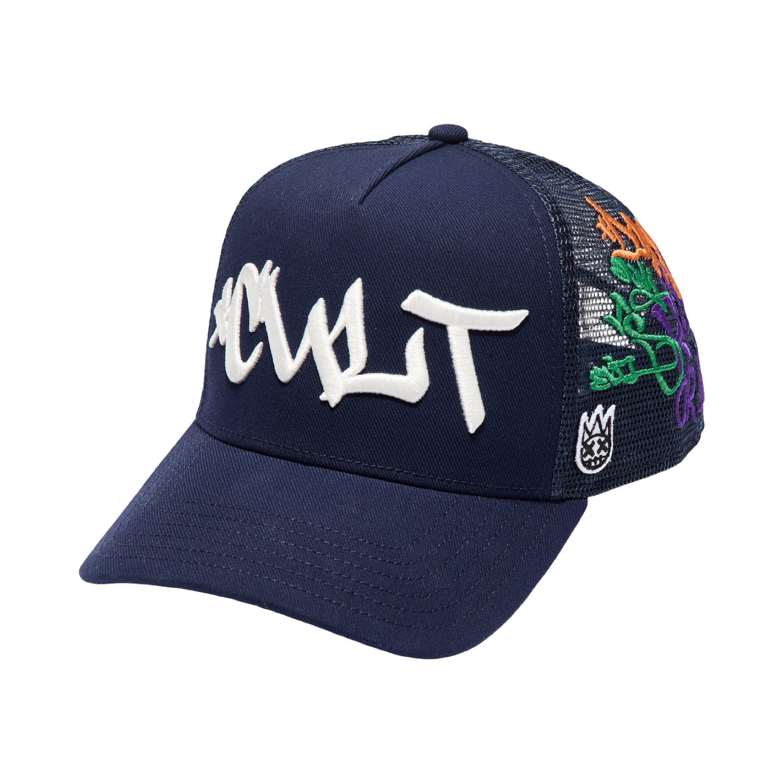Cult's Mesh Back Trucker Hat "Graffiti" In Midnight Blue