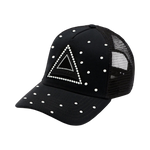 HVMAN'S TRIANGLE LOGO MESH TRUCKER HAT IN BLACK