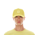 CULT OF INDIVIDUALITY CLEAN LOGO MESH BACK TRUCKER CURVED VISOR IN CANARY