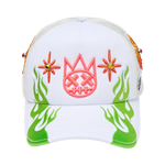 Cult's Mesh Back Trucker Hat "Sunny Daze Spider" In Winter White