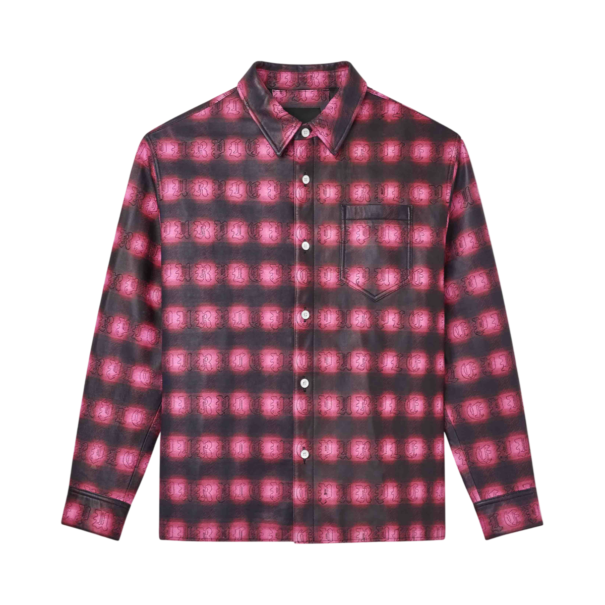 PURPLE Gothic Shadow Leather Shirt in BLACK/PINK