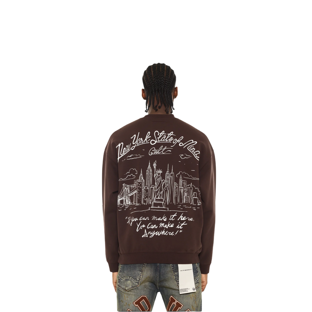 Cult's Novelty Fleece Crew Sweatshirt in Chocolate