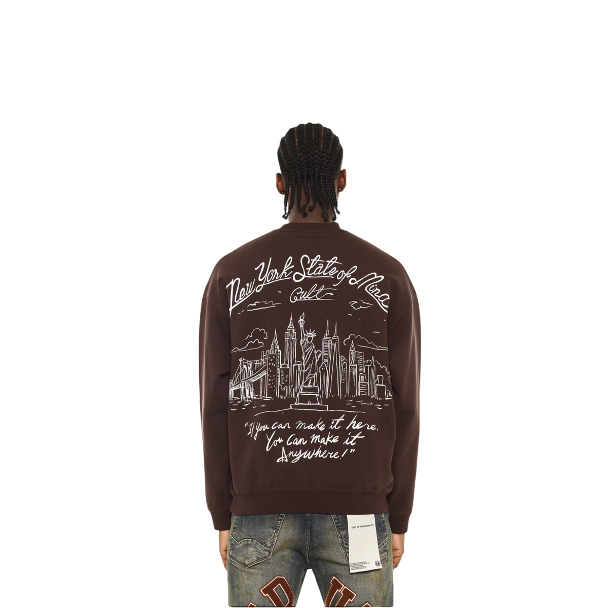 Cult's Novelty Fleece Crew Sweatshirt in Chocolate
