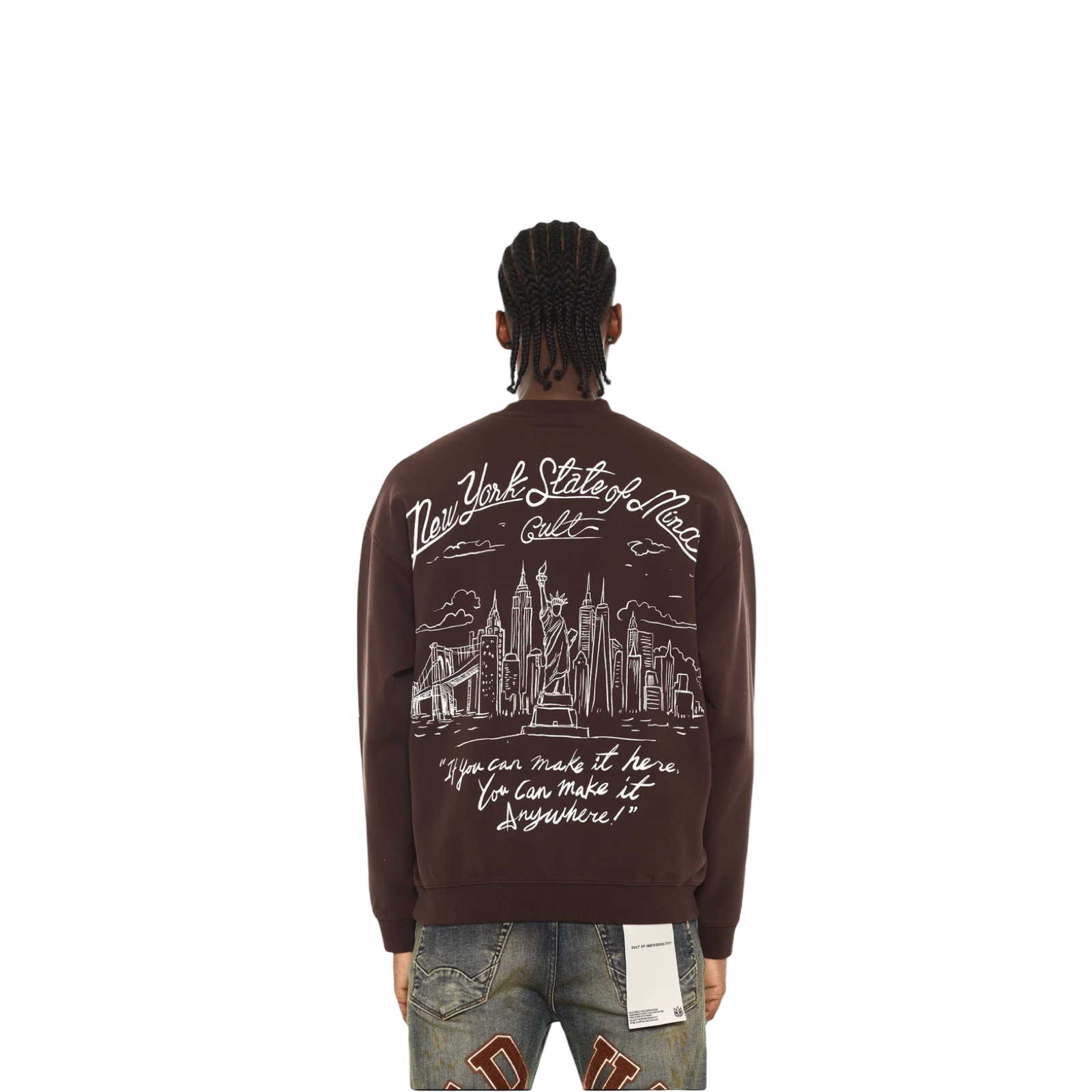 Cult's Novelty Fleece Crew Sweatshirt in Chocolate