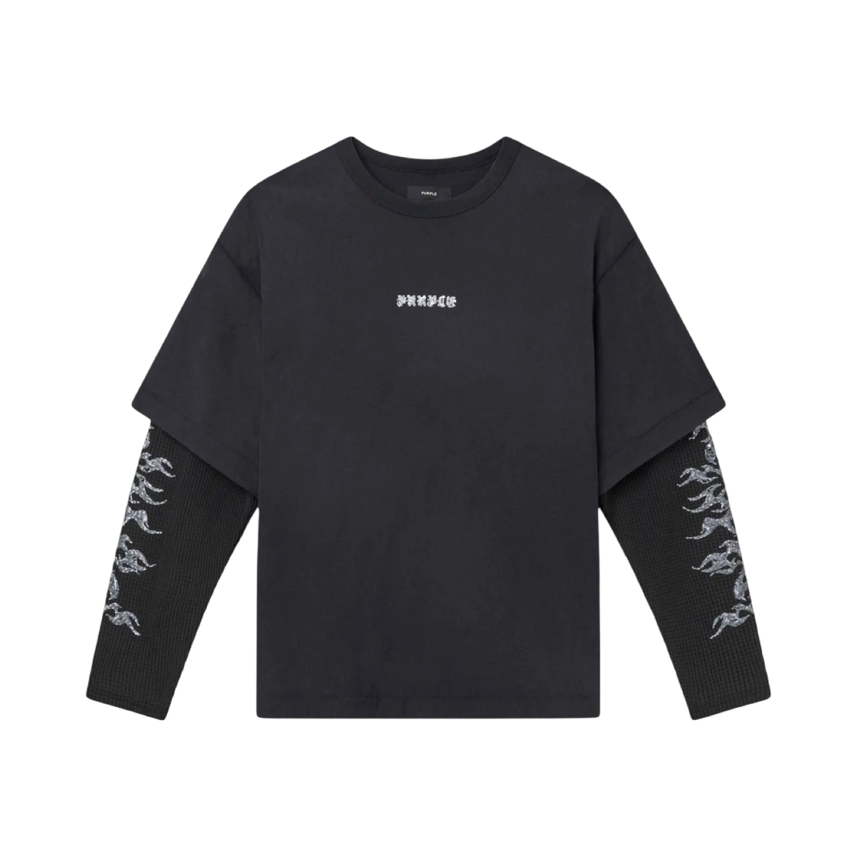 Purple Brand Sequin Flame Long Sleeve in BLACK
