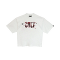 Cult's Oversized Short Sleeve Crew Neck Tee "Blood Logo" in White