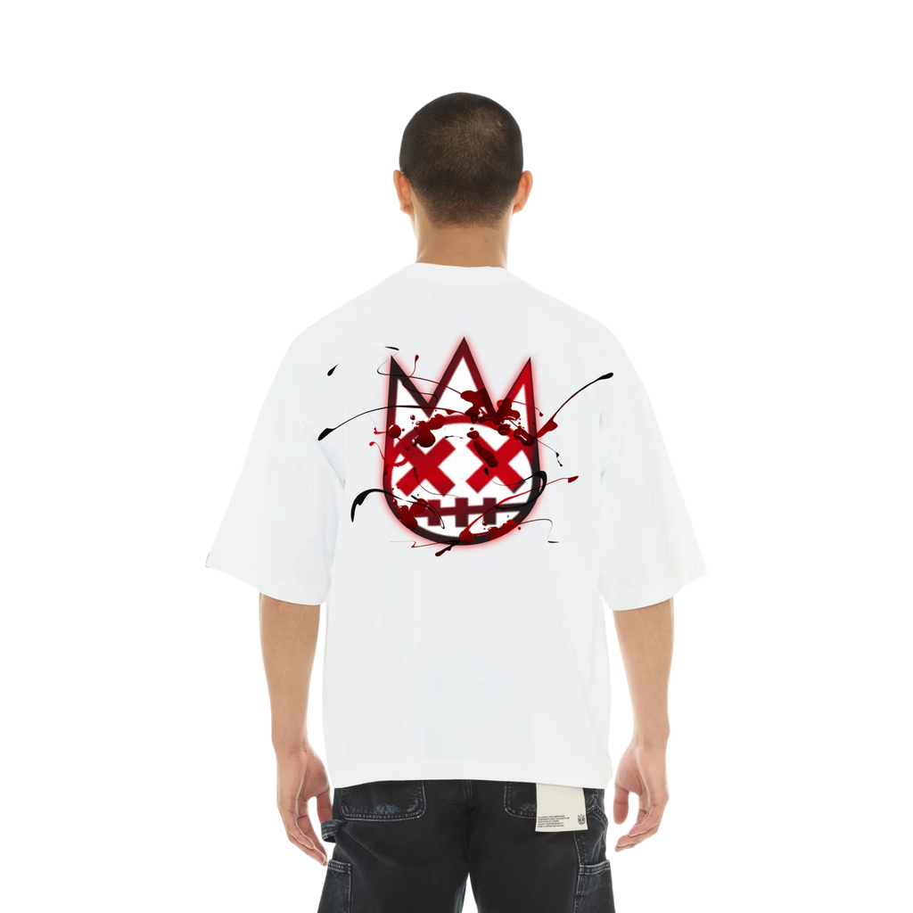 Cult's Oversized Short Sleeve Crew Neck Tee "Blood Logo" in White