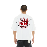 Cult's Oversized Short Sleeve Crew Neck Tee "Blood Logo" in White