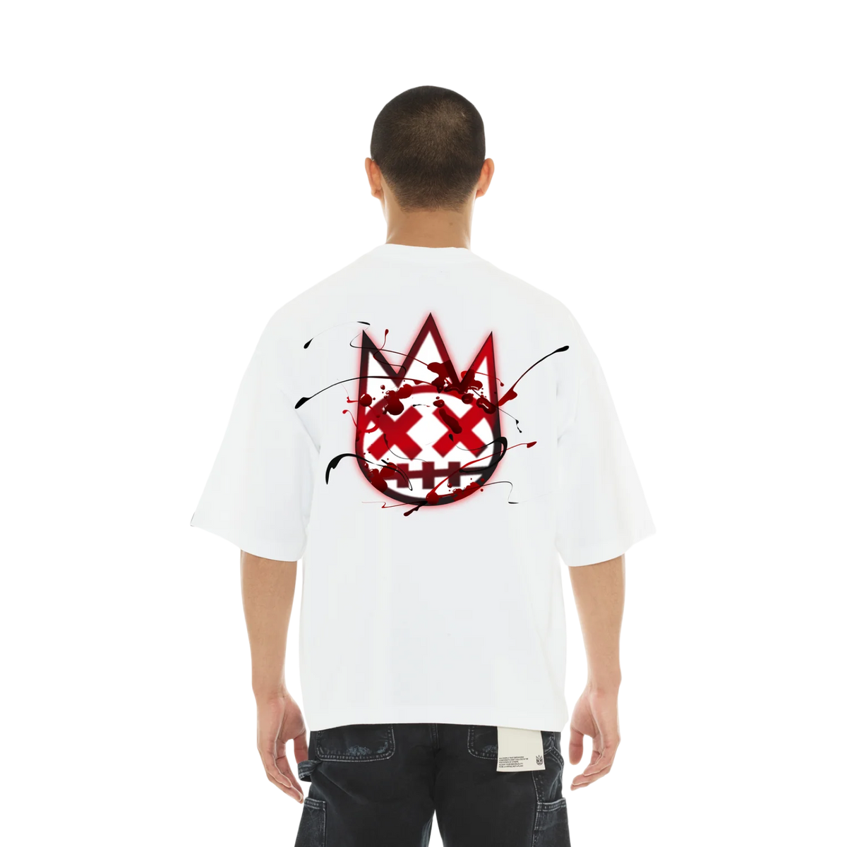 Cult's Oversized Short Sleeve Crew Neck Tee "Blood Logo" in White