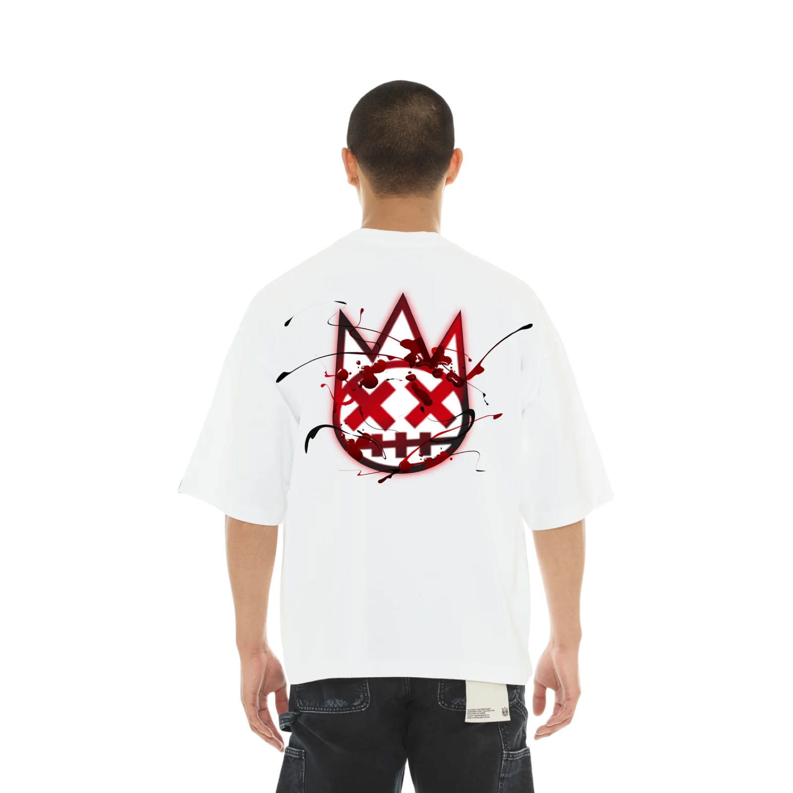 Cult's Oversized Short Sleeve Crew Neck Tee "Blood Logo" in White