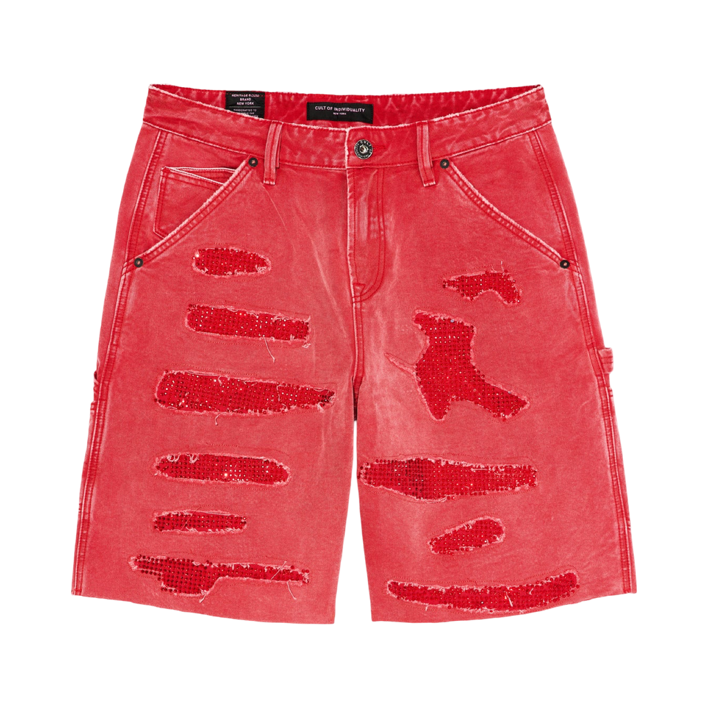 Cult's Grunge Carpenter Shorts in Red Canvas