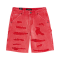 Cult's Grunge Carpenter Shorts in Red Canvas