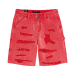 Cult's Grunge Carpenter Shorts in Red Canvas