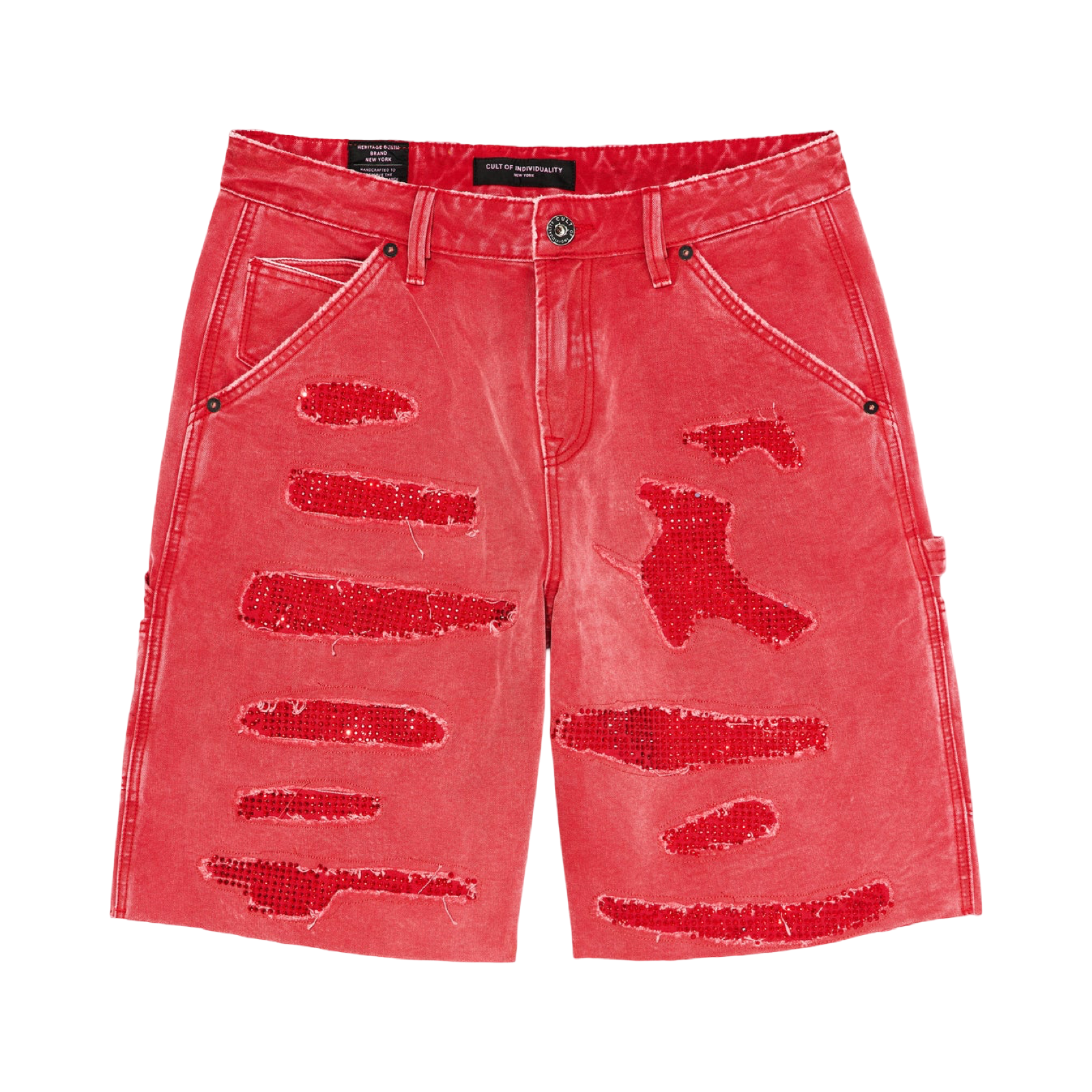 Cult's Grunge Carpenter Shorts in Red Canvas