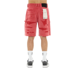 Cult's Grunge Carpenter Shorts in Red Canvas