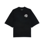 Cult's Oversized Short Sleeve Crew Neck Tee "Splatter Logo" in Black