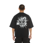 Cult's Oversized Short Sleeve Crew Neck Tee "Splatter Logo" in Black