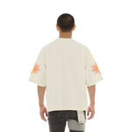Cult's Oversized Short Sleeve Crew Neck Tee "Along Came A Spider" in Winter White