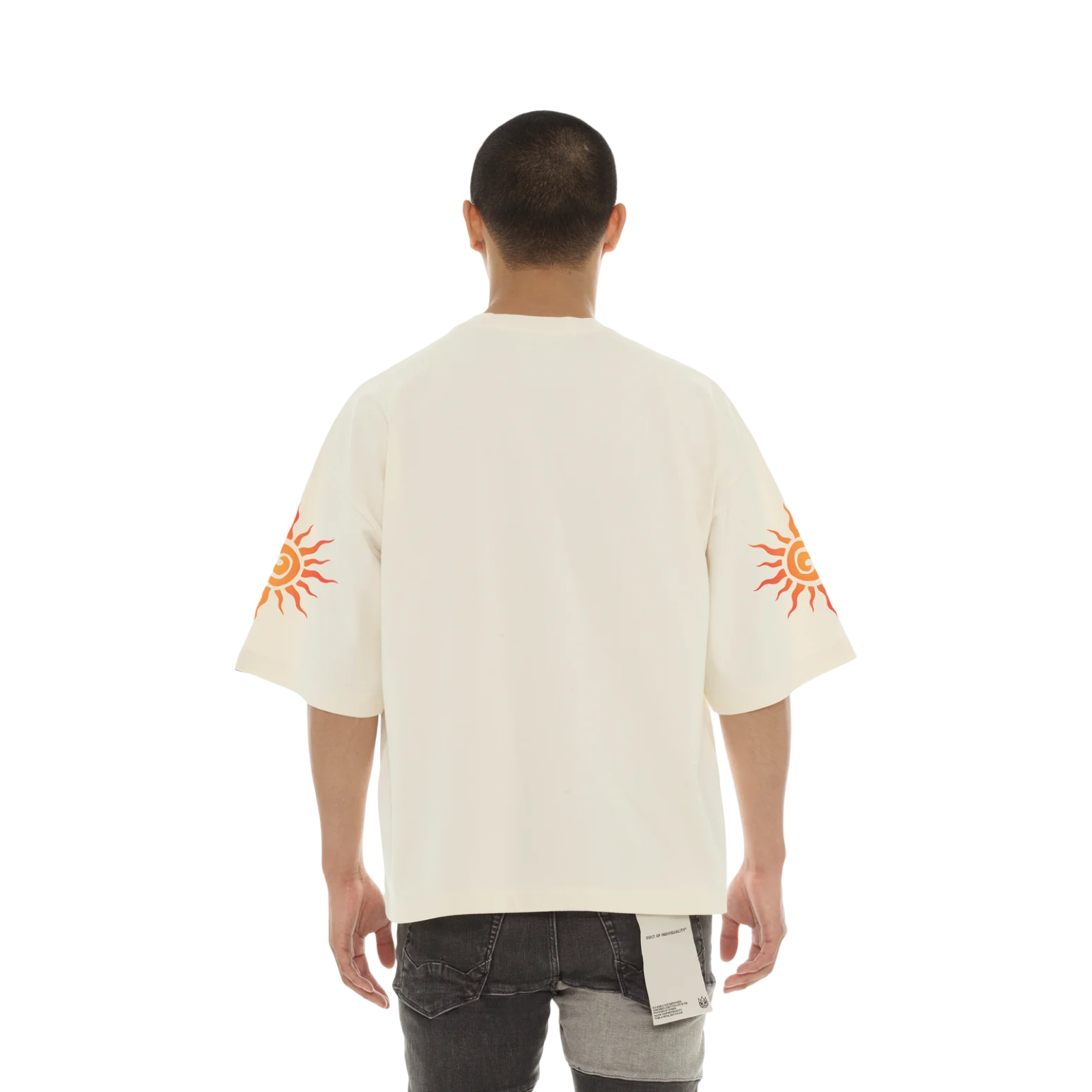 Cult's Oversized Short Sleeve Crew Neck Tee "Along Came A Spider" in Winter White
