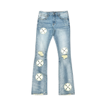 PREMIUM FLARED DENIM WITH ARTWORK ALL OVER