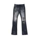 PREMIUM FLARED DENIM WITH ARTWORK ALL OVER