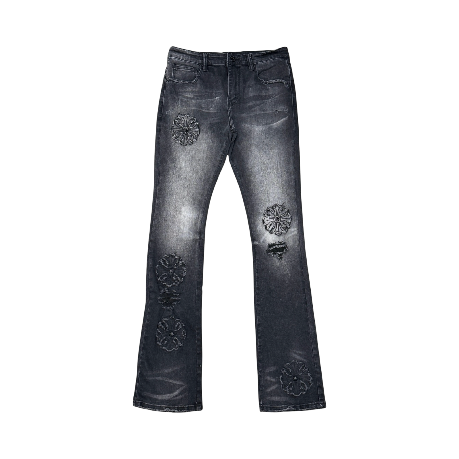 PREMIUM FLARED DENIM WITH ARTWORK ALL OVER
