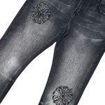 PREMIUM FLARED DENIM WITH ARTWORK ALL OVER