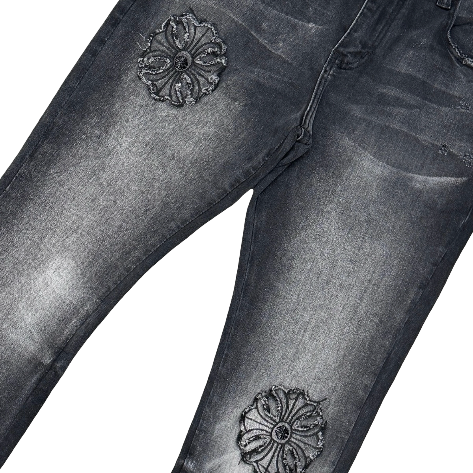 PREMIUM FLARED DENIM WITH ARTWORK ALL OVER