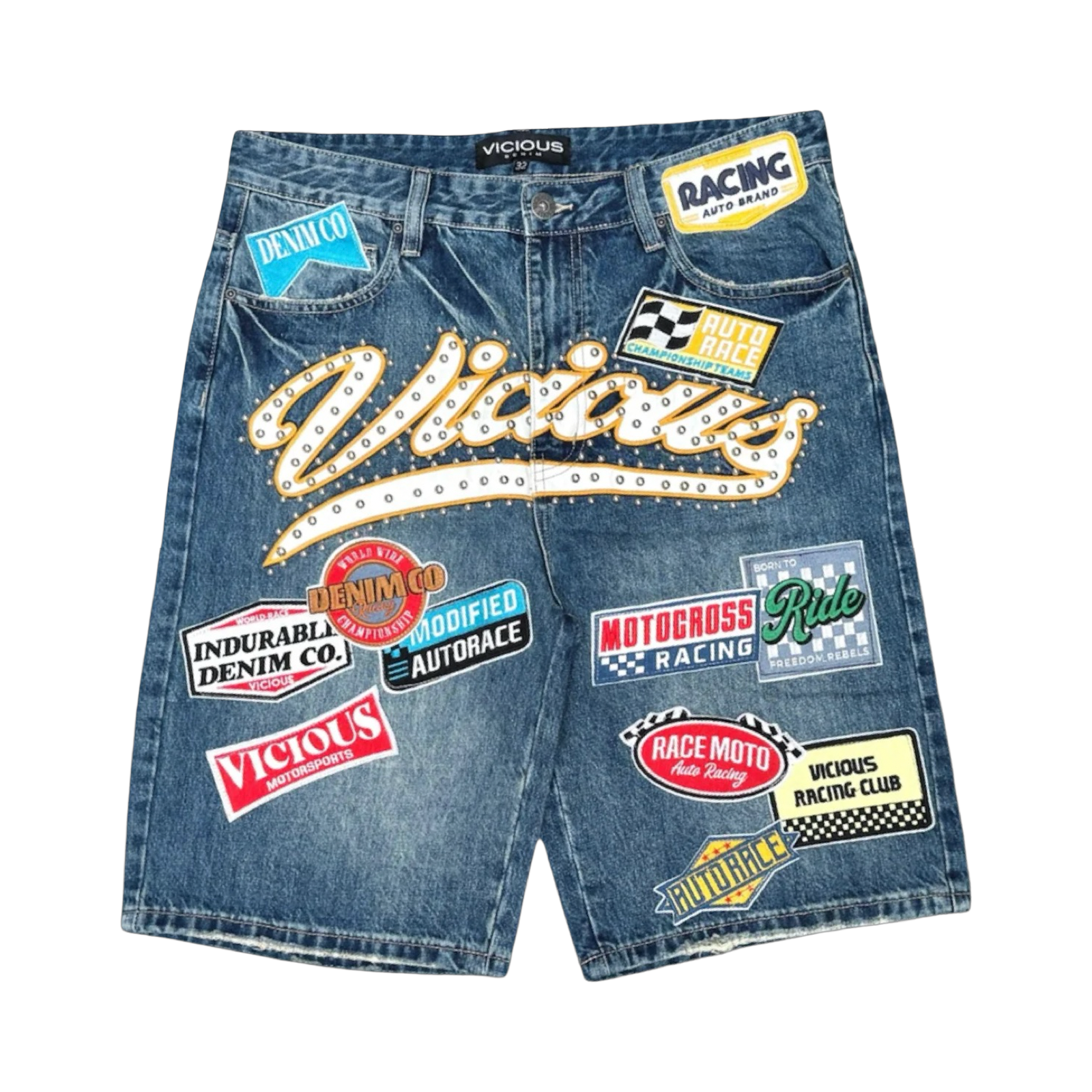 MOTO RACE DENIM SHORTS