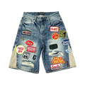 PATCH WORK DENIM SHORTS