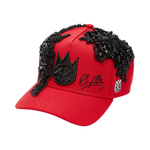 Cult X El Alfa Lurex Emb Logo 5 Panel A Frame Trucker Hat in Red
