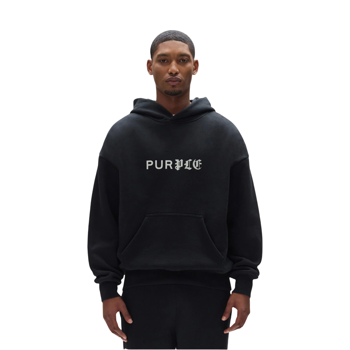 Purple Brand Half & Half Hoodie in BLACK