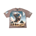Stray acid washed, digital print metal stud trim tshirt