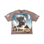 Stray acid washed, digital print metal stud trim tshirt
